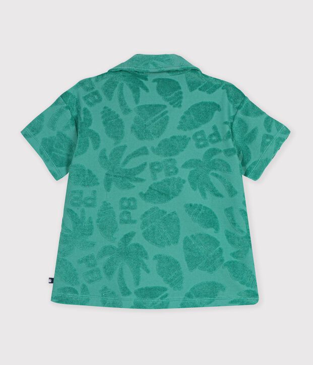 Camisa infantil de algod&oacute;n de manga corta verde