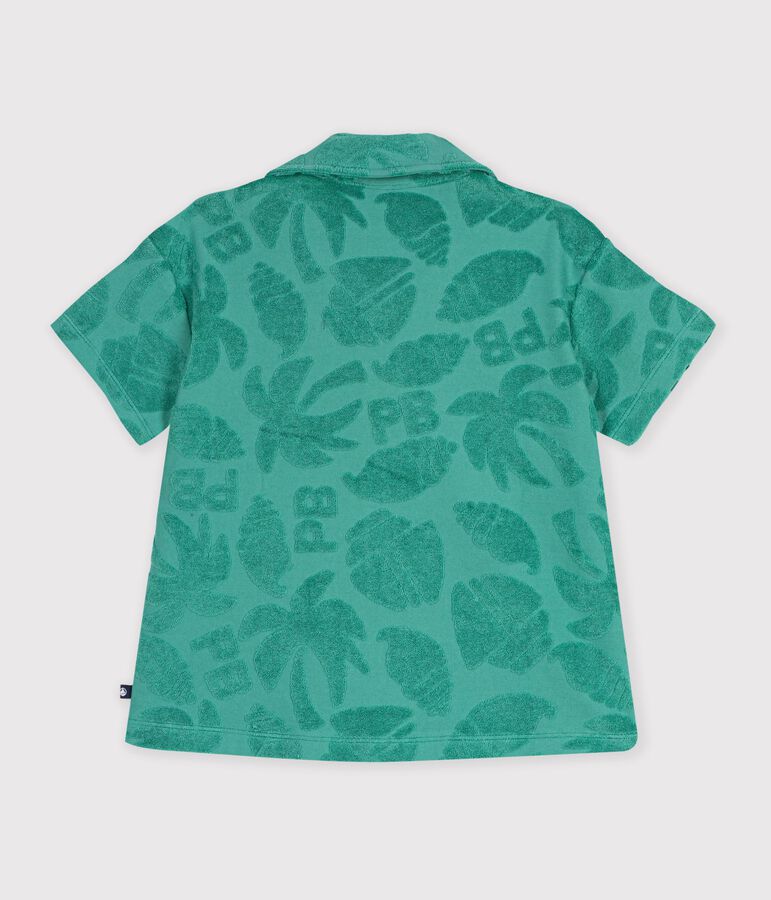 Camisa infantil de algod&oacute;n de manga corta verde