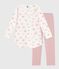 Camisón y leggings infantiles de felpa con estampado de corazones rosa JOLI/blanco MULTICO