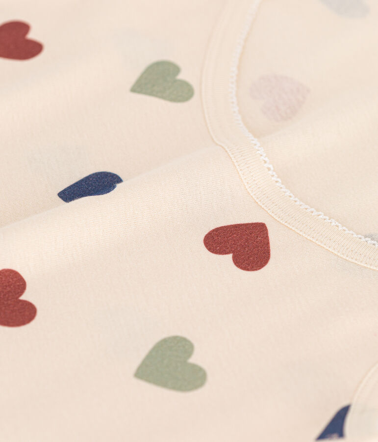 Camis&oacute;n de algod&oacute;n con motivo de coraz&oacute;n para mujer crudo/multicolor