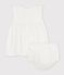 Vestido liso de algod&oacute;n de manga corta para beb&eacute; blanco