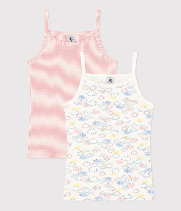 Juego de 2 camisetas de tirantes de algod&oacute;n con arco&iacute;ris para ni&ntilde;os variante 1