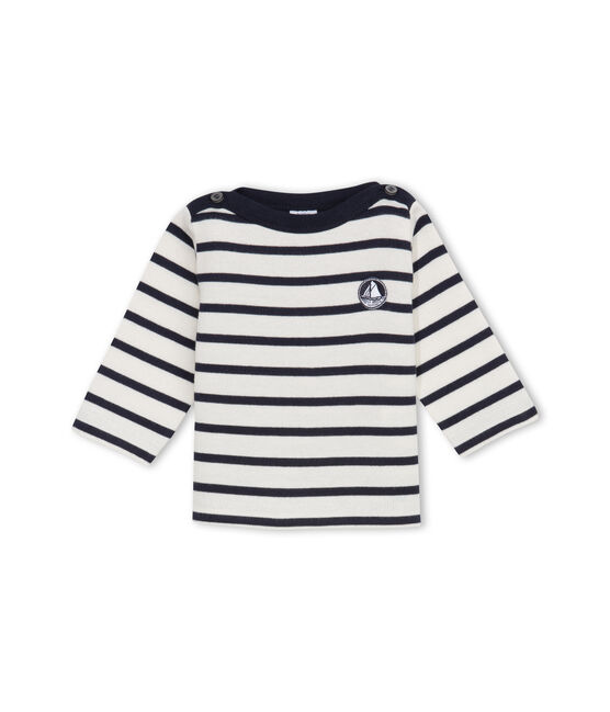 Jersey marinero emblemático para bebé unisex beige COQUILLE/azul ABYSSE