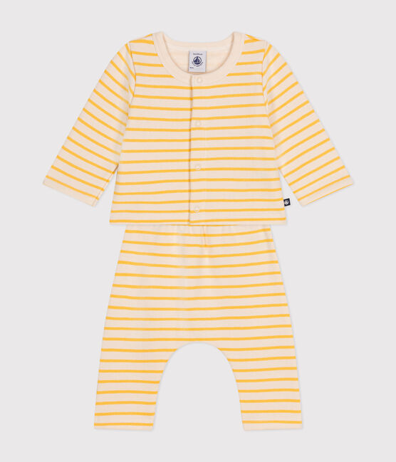 Conjunto de 2 piezas de felpa cepillada para bebé amarillo AVALANCHE/blanco DAISY