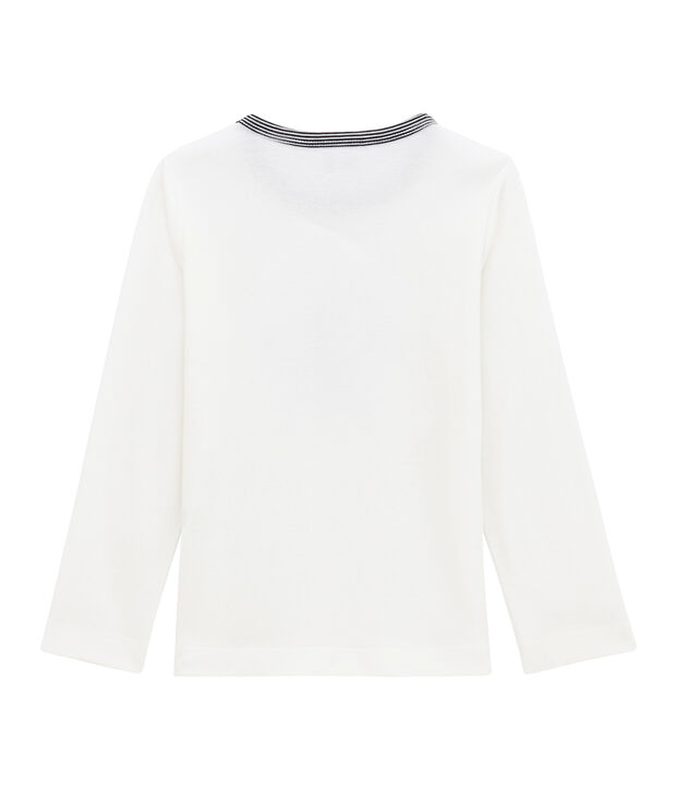 Camiseta de manga larga para ni&ntilde;o blanco