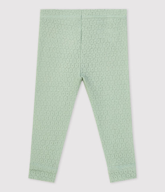 «Leggings» de punto calado de bebé verde HERBIER