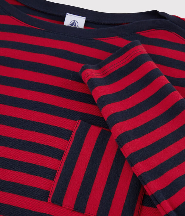 Camiseta a rayas para mujer azul/rojo