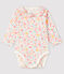 Body de flores de tejido acanalado con cuello para bebé niña blanco MARSHMALLOW/blanco MULTICO
