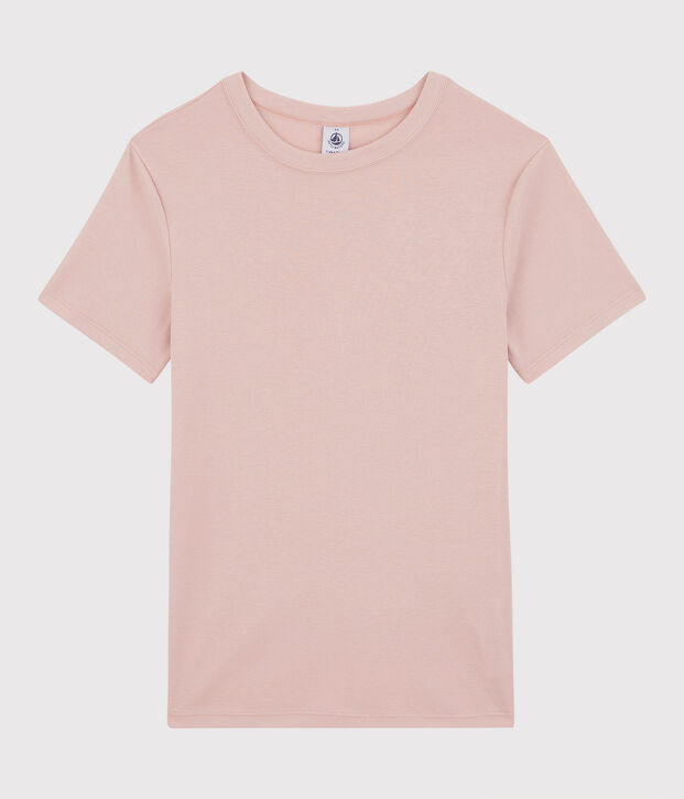 Camiseta de cuello redondo emblem&aacute;tica de algod&oacute;n de mujer rosa
