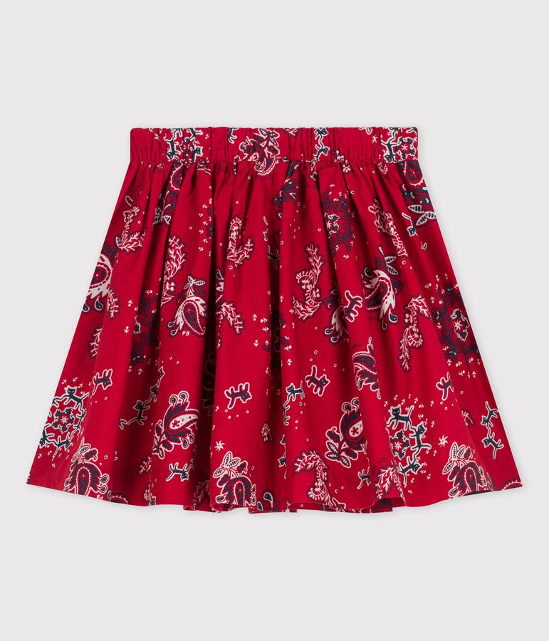 Falda de popelina estampada para ni&ntilde;a rojo/multicolor