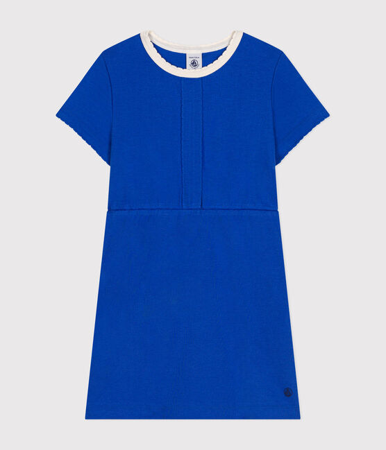 Vestido de algodón de manga corta para niña azul CALVIN