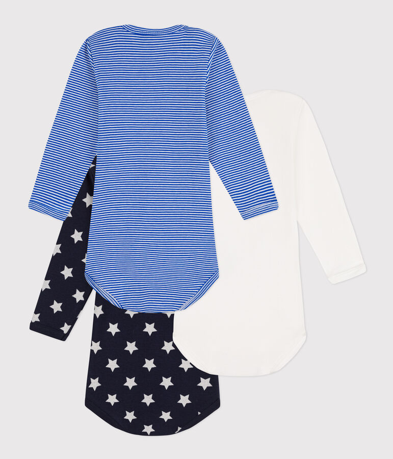 Juego de 3 bodis de manga larga de algod&oacute;n con estrellas multicolor