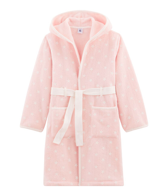 Bata de casa infantil de polar rosa MINOIS/blanco MARSHMALLOW