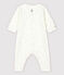 Pijama enterizo sin pies blanco con estrellas de bebé de algodón ecológico blanco MARSHMALLOW/blanco MULTICO