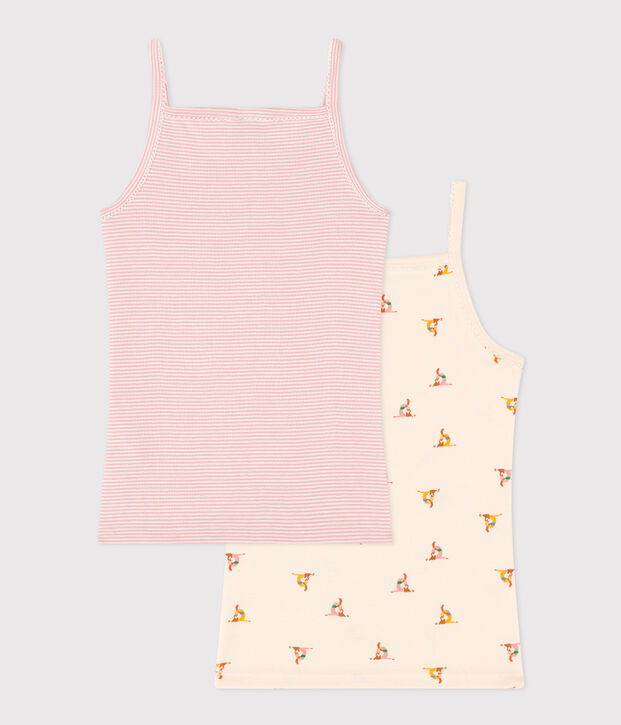 Juego de 2 camisetas de tirantes infantiles de algod&oacute;n multicolor