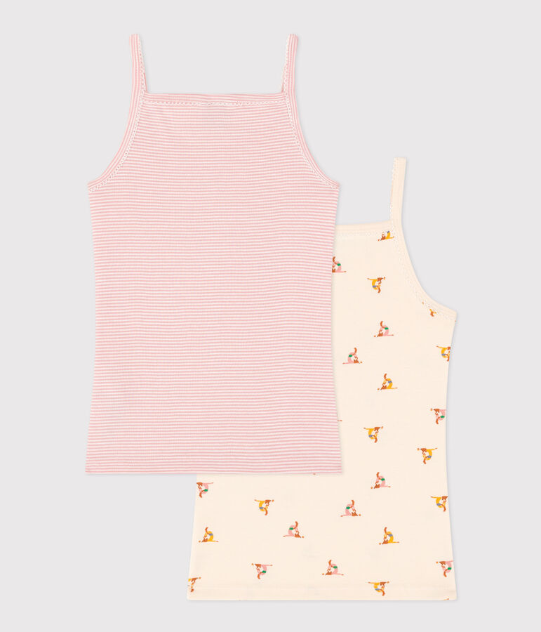 Juego de 2 camisetas de tirantes infantiles de algod&oacute;n multicolor