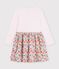 Vestido infantil de manga larga de algod&oacute;n con flores blanco/multicolor