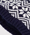 Gorro jacquard de lana para bebé azul SOIR/ MARSHMALLOW