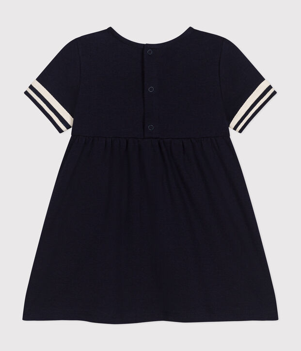 Vestido de estilo marinero de algod&oacute;n org&aacute;nico para beb&eacute;. SMOKING