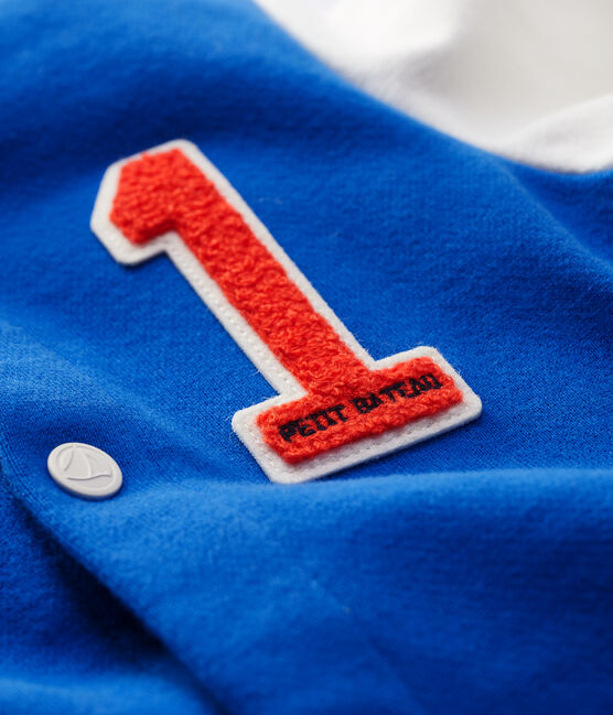 Chaqueta de béisbol de muletón de bebé. azul RUISSEAU/blanco MARSHMALLOW