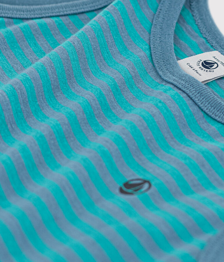 Vestido sin mangas de algod&oacute;n a rayas para ni&ntilde;a azul/verde