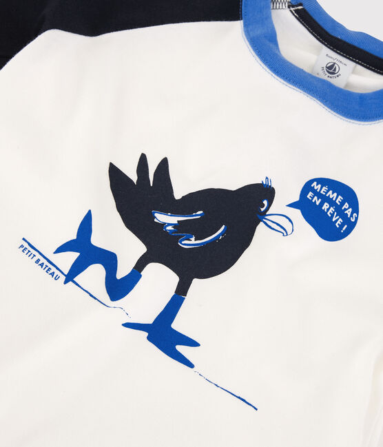 Camiseta de manga corta para niño blanco MARSHMALLOW/azul SMOKING
