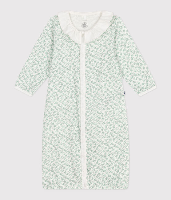 Mono saco de algodón con cuello con flores para bebé blanco MARSHMALLOW/blanco MULTICO