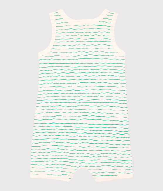 Mono corto de olas de algodón de bebé blanco MARSHMALLOW/ VERT