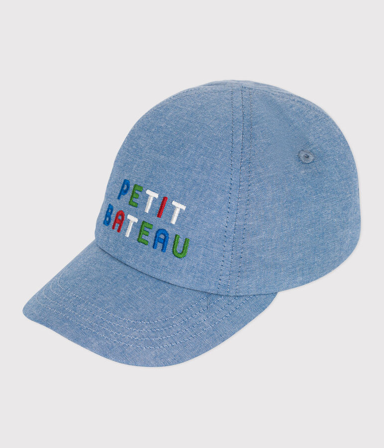 Gorra en denim claro para beb&eacute; Petit Bateau azul