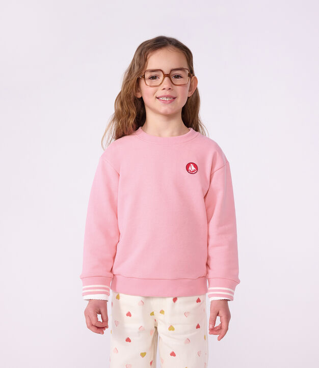Sudadera infantil lisa de algod&oacute;n rosa