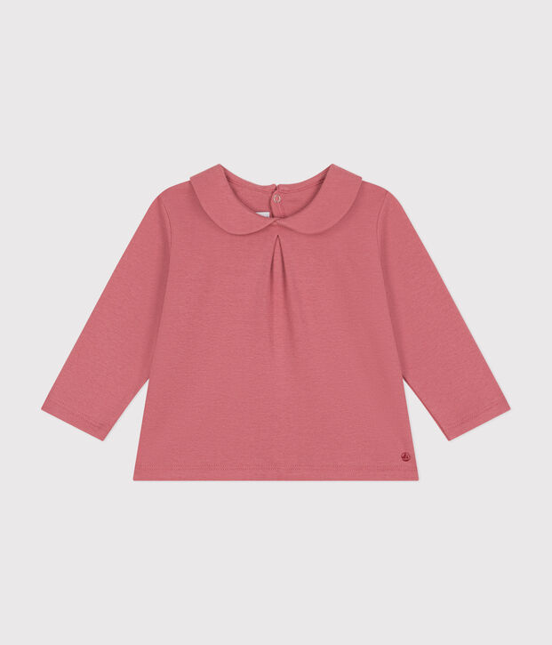 Blusa de algod&oacute;n con cuello para beb&eacute; rosa