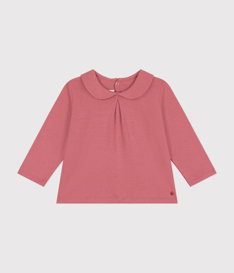 Blusa de algod&oacute;n con cuello para beb&eacute; rosa