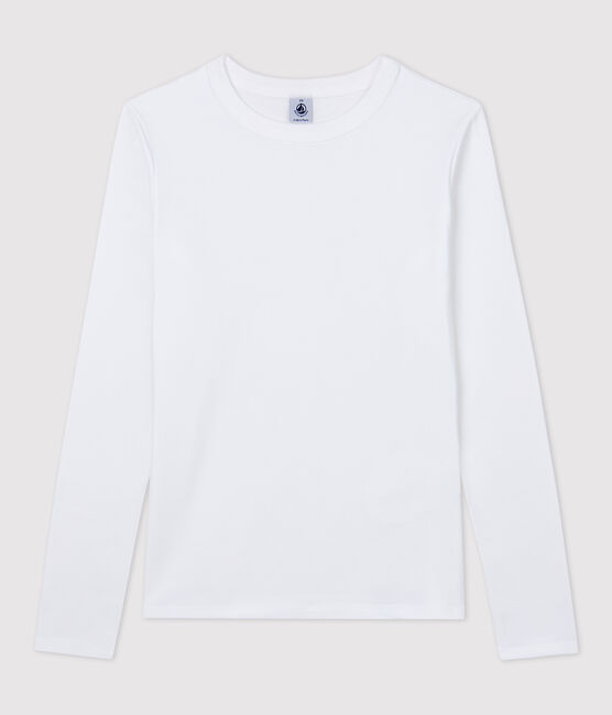 Camiseta L'ICONIQUE con cuello redondo de algodón de mujer blanco ECUME