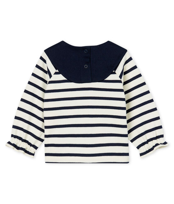 Jersey marinero renovado para bebé niña beige COQUILLE/azul SMOKING CN