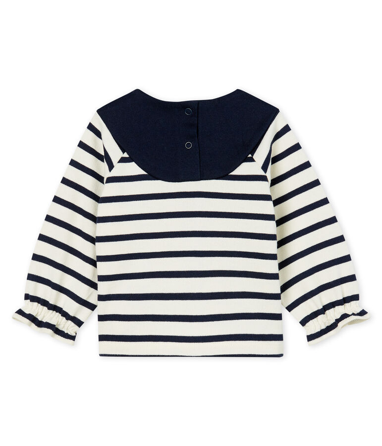 Jersey marinero renovado para beb&eacute; ni&ntilde;a beige COQUILLE/azul SMOKING CN