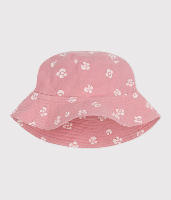 GORRO NIÑA DE GASA DE ALGODÓN CON FLORES ROSAS CAPLINE rosa CHARME/blanco MARSHMALLOW