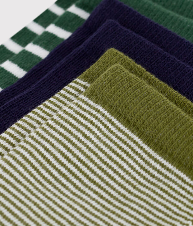 3 pares de calcetines infantiles de algod&oacute;n a rayas multicolor