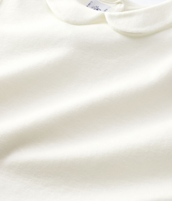 Camiseta de manga corta de algodón orgánico de niña blanco MARSHMALLOW