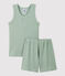 Pijama corto liso jade de algodón y lyocell de niño verde HERBIER