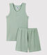 Pijama corto liso jade de algodón y lyocell de niño