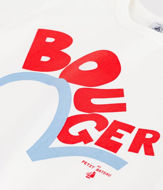 Camiseta infantil de manga corta de algodón blanco MARSHMALLOW