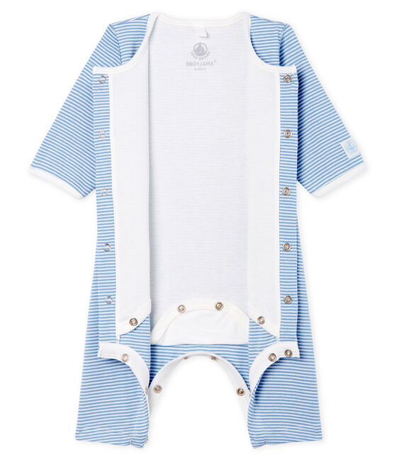 Bodyjama sin pies para bebé niña de punto azul ACIER/blanco MARSHMALLOW