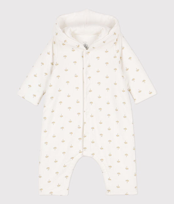 Mono largo acolchado con capucha de algodón para bebé blanco MARSHMALLOW/blanco MULTICO