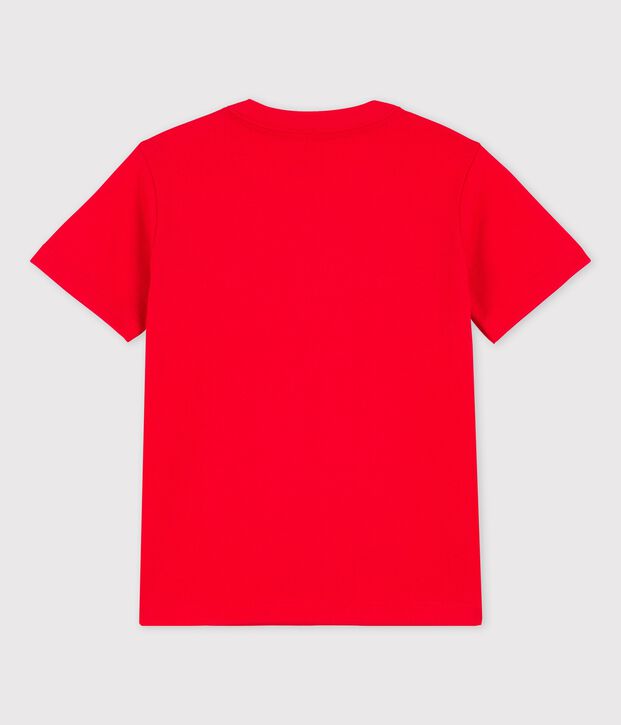 Camiseta de manga corta de algod&oacute;n de ni&ntilde;o rojo