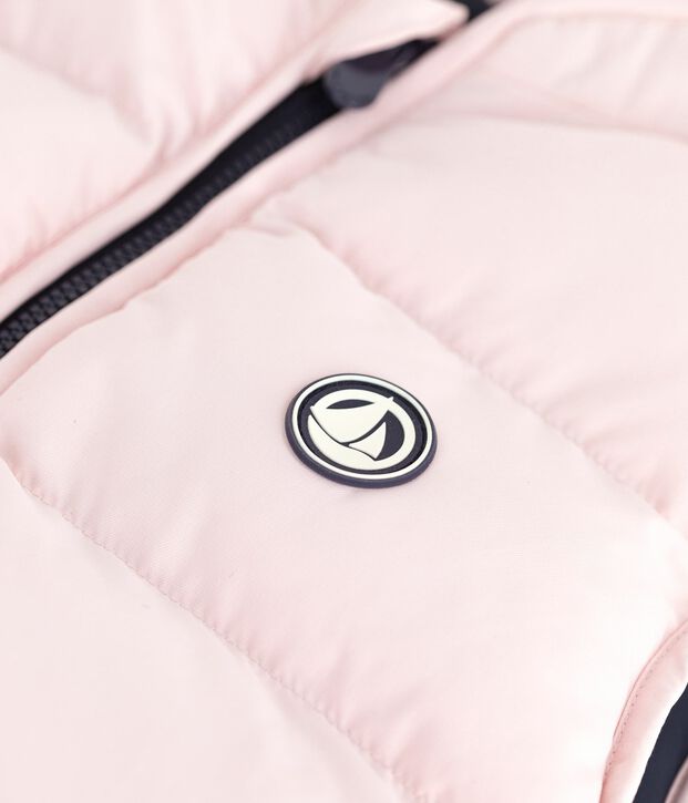 Plum&iacute;fero infantil sin mangas bicolor reversible rosa/azul