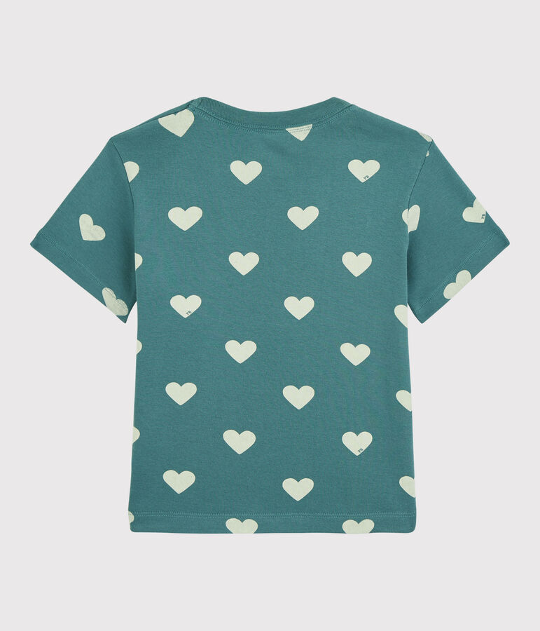 Camiseta de manga corta de algod&oacute;n de ni&ntilde;o verde/crudo