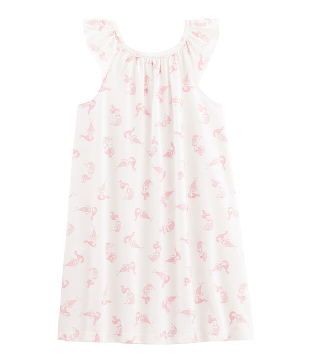 Camis&oacute;n de algod&oacute;n fino para ni&ntilde;a blanco/rosa