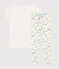 Pijama de flores primaverales de chica/mujer de algodón blanco MARSHMALLOW/blanco MULTICO