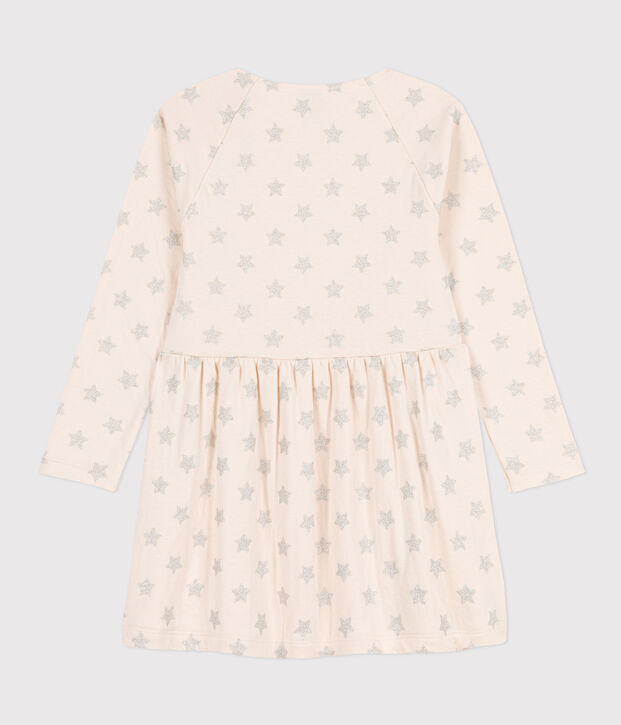 Vestido estampado de manga larga de t&uacute;bico para ni&ntilde;a crudo/gris