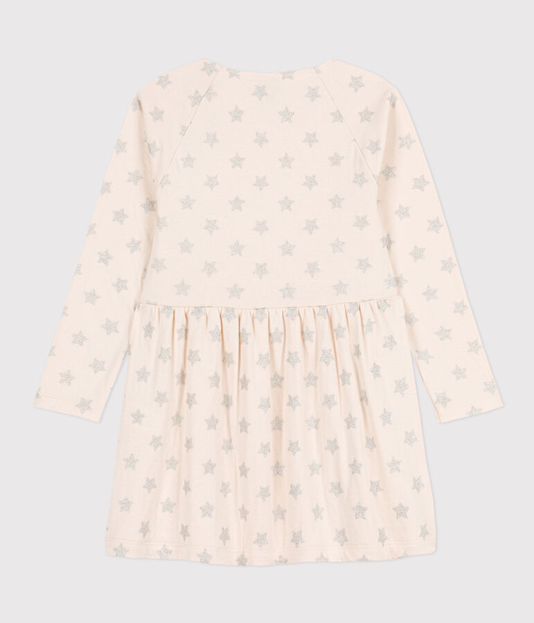 Vestido estampado de manga larga de t&uacute;bico para ni&ntilde;a crudo/gris